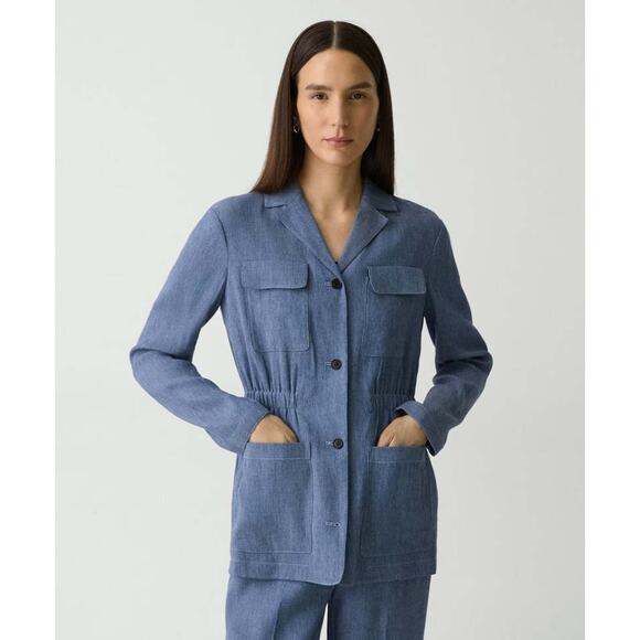 THEORY Fluid Linen Cinch Jacket Blazer 12 - Picture 1 of 13